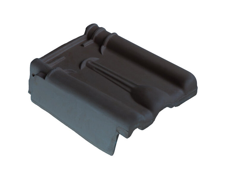 Gevel Dakpan Links Kruispannen blauw gesmoord.